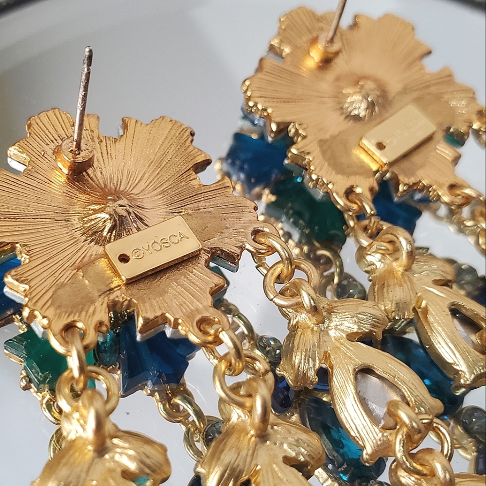 Most Beautiful YOSCA Blue Jeweled Drippy Earrings - Picture 5 of 5